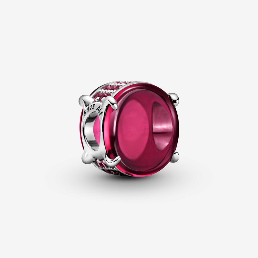 Fuchsia Rose Oval Cabochon Charm image number 0