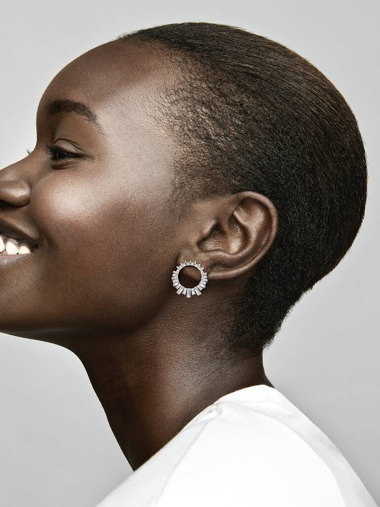 Ice cube silver earrings with clear cubic zirconia