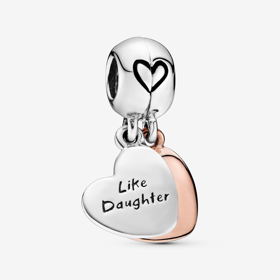 Like mother, like daughter splitable 14k rose gold-plated and silver dangle with black enamel image number 0