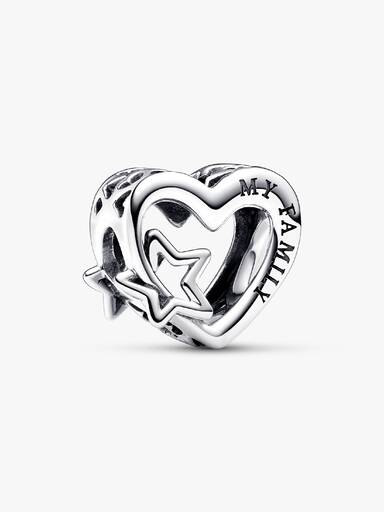 Openwork Family Heart & Star Charm