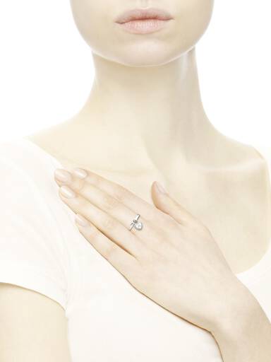 Heart padlock silver ring