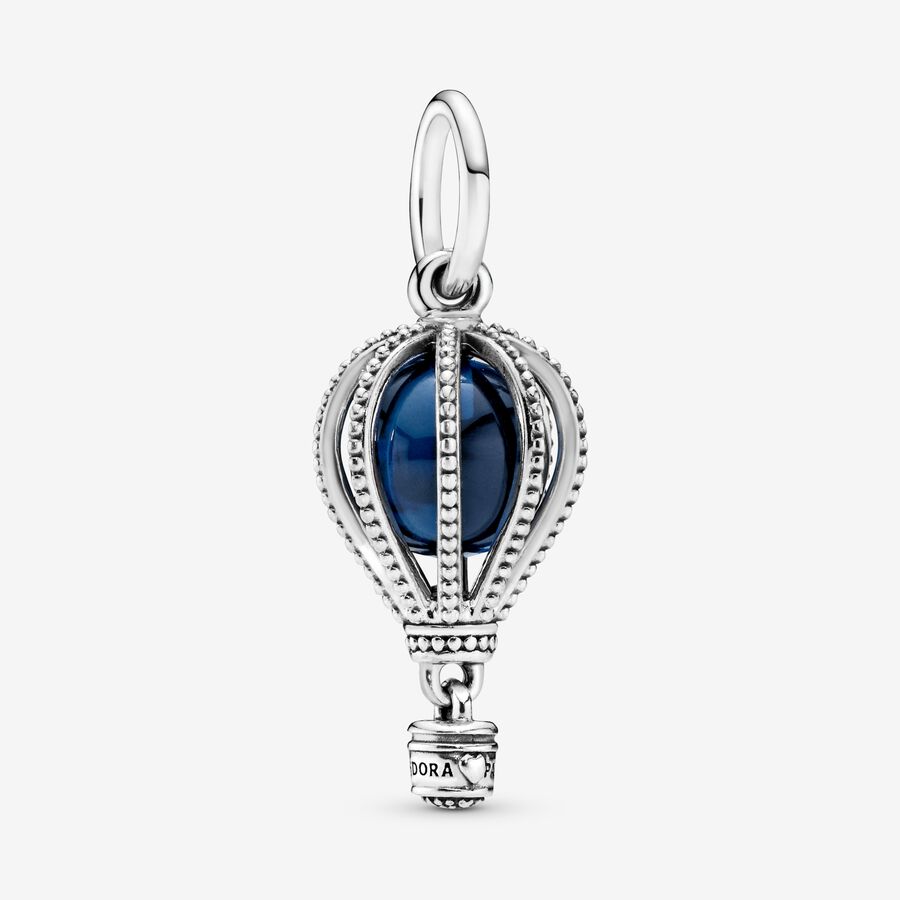 Air balloon silver dangle with encased moonlight blue crystal image number 0