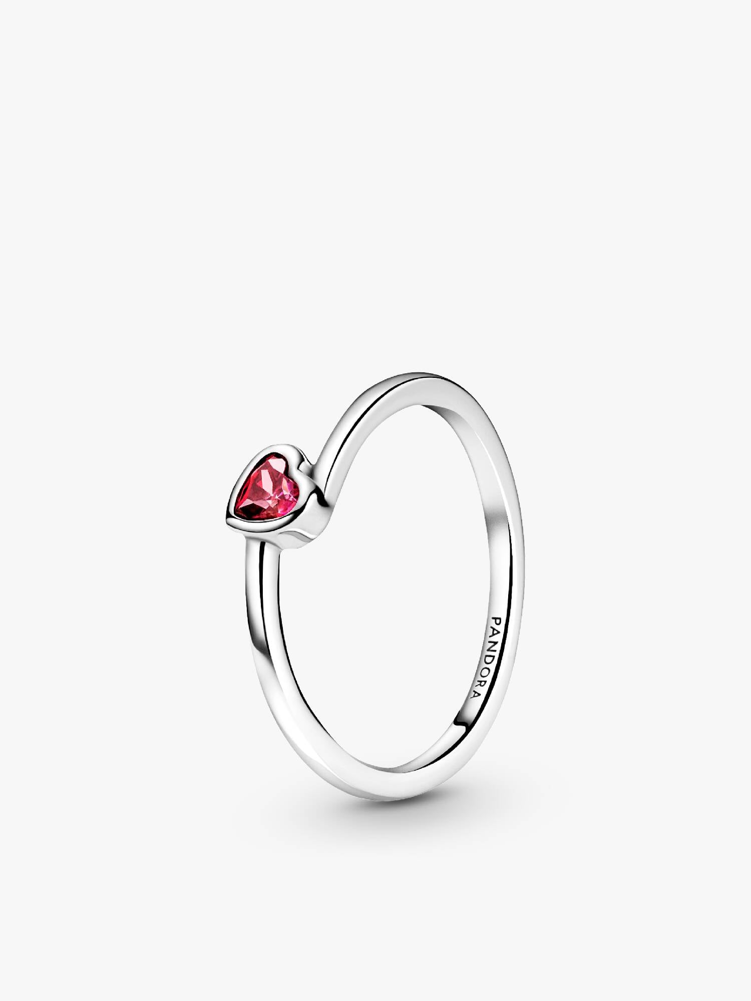 Red Tilted Heart Solitaire Ring