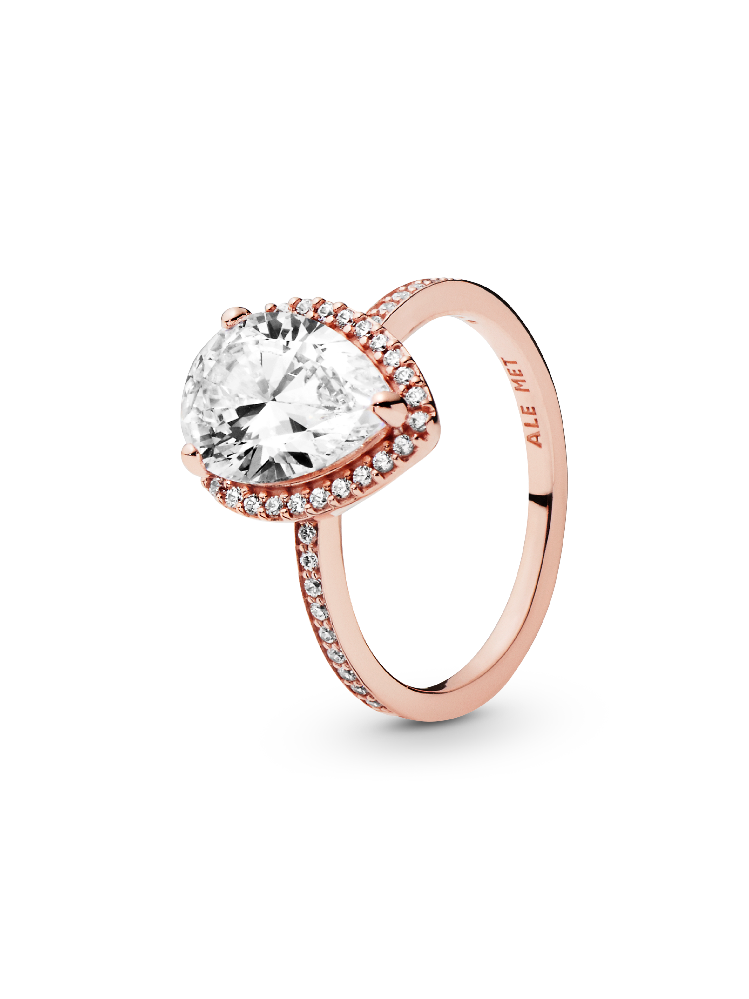 14k Rose gold-plated ring with clear cubic zirconia