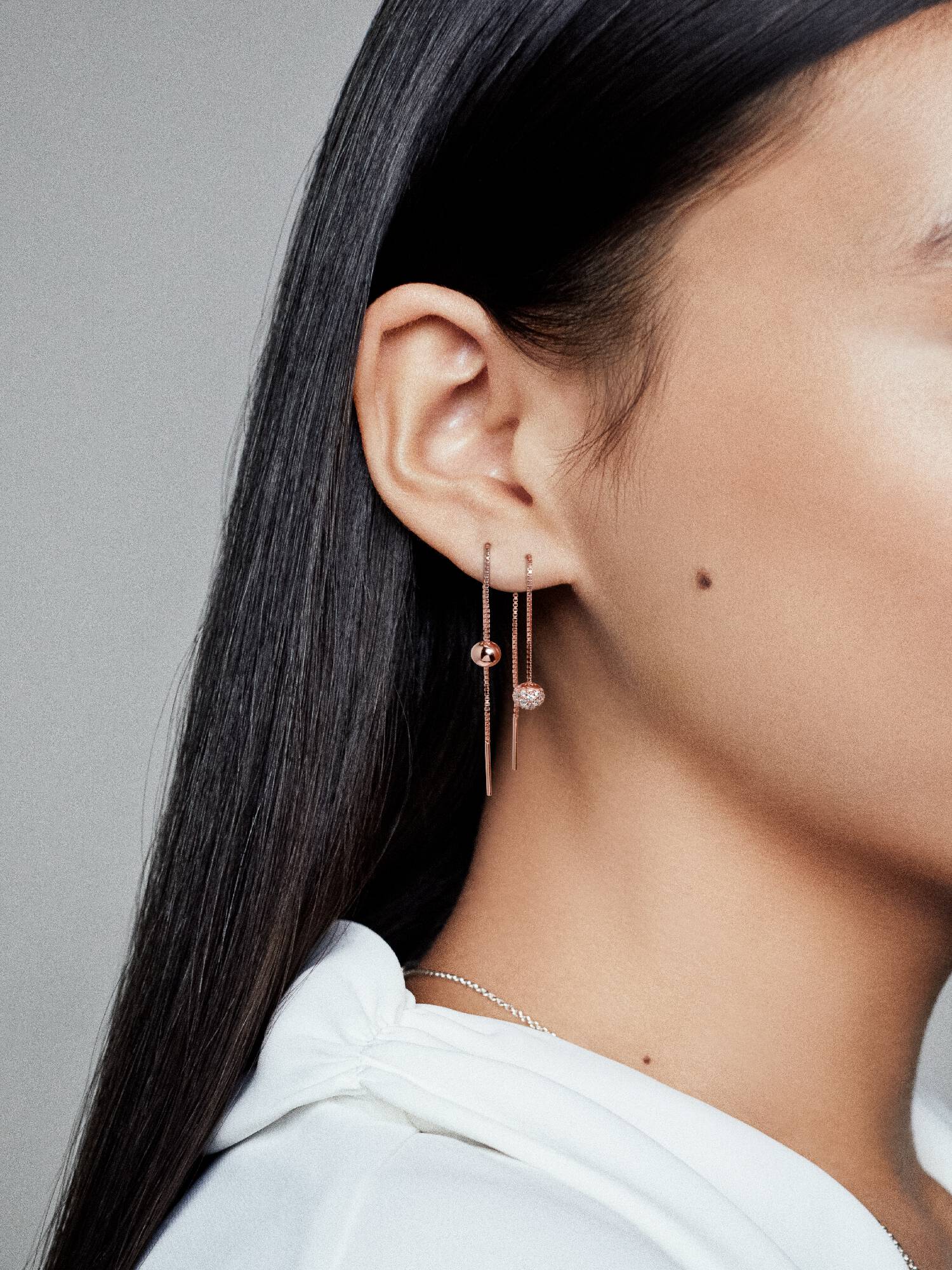Polished & Pavé Bead Dangle Earrings