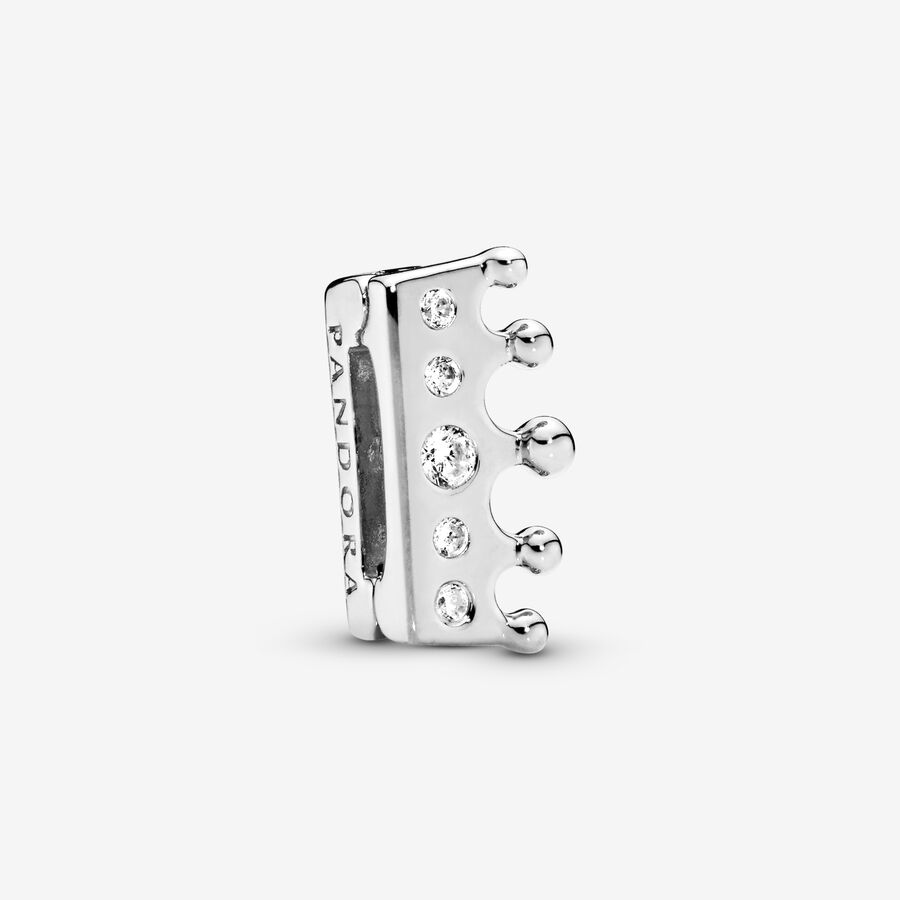 PANDORA Reflexions crown silver clip charm with clear cubic zirconia image number 0