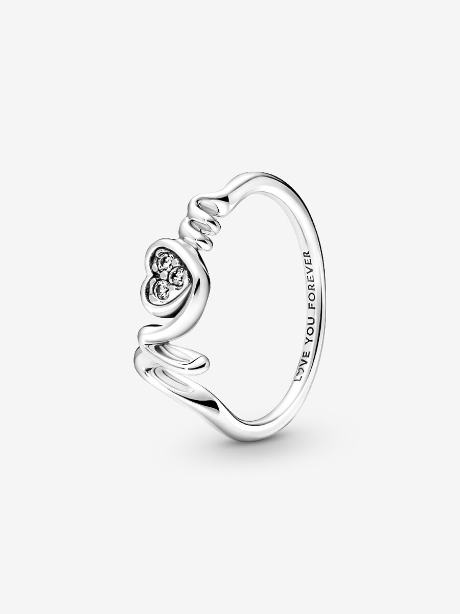 CVRAVO Sterling Silver Mom Ring - Cubic Zirconia 'MOM' Script Ring, Hypoallergenic Gift For Mothers, Size 9
