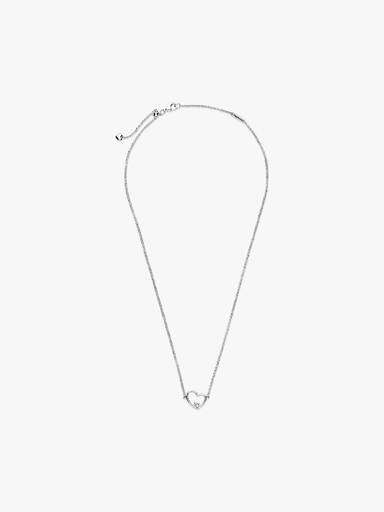 Asymmetrical heart silver collier with clear cubic zirconia