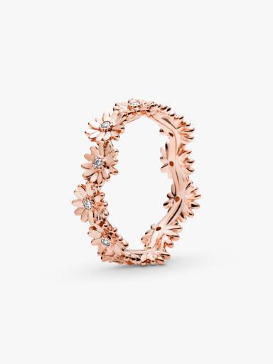 Daisy 14k rose gold-plated ring with clear cubic zirconia