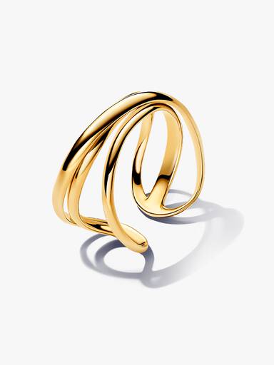 Organically Shaped Triple Band Open Ring