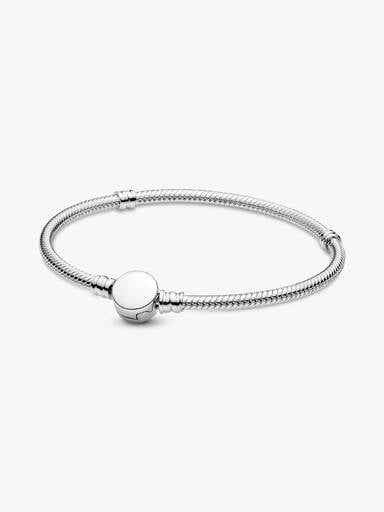 Pandora Moments Engravable Disc Clasp Snake Chain Bracelet