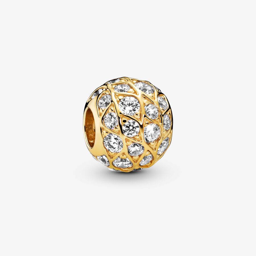14k Gold-plated charm with clear cubic zirconia image number 0