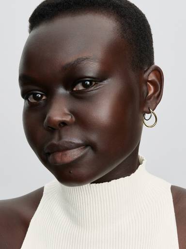 Organically Shaped Two-Tone Double Hoop Earrings