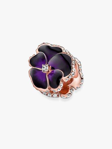 Deep Purple Pansy Flower Charm