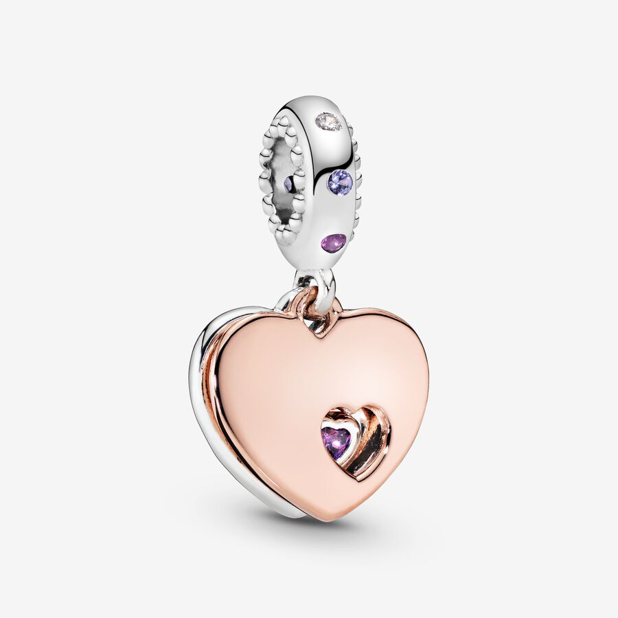 In my heart PANDORA Rose and silver dangle with fancy purple cubic zirconia, rose pink crystal, lilac crystal and clear cubic zirconia image number 0