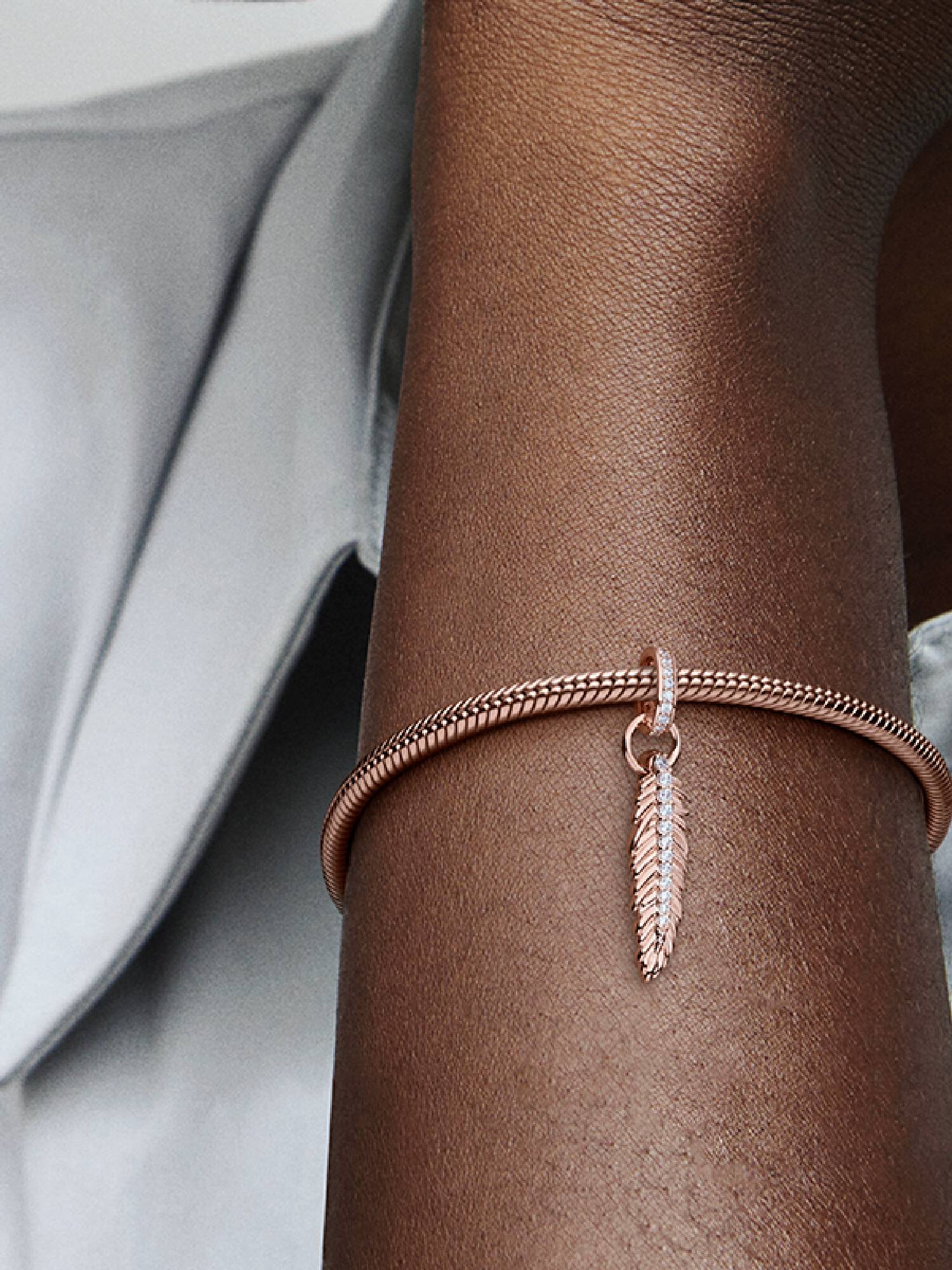 Sparkling Feather Dangle Charm