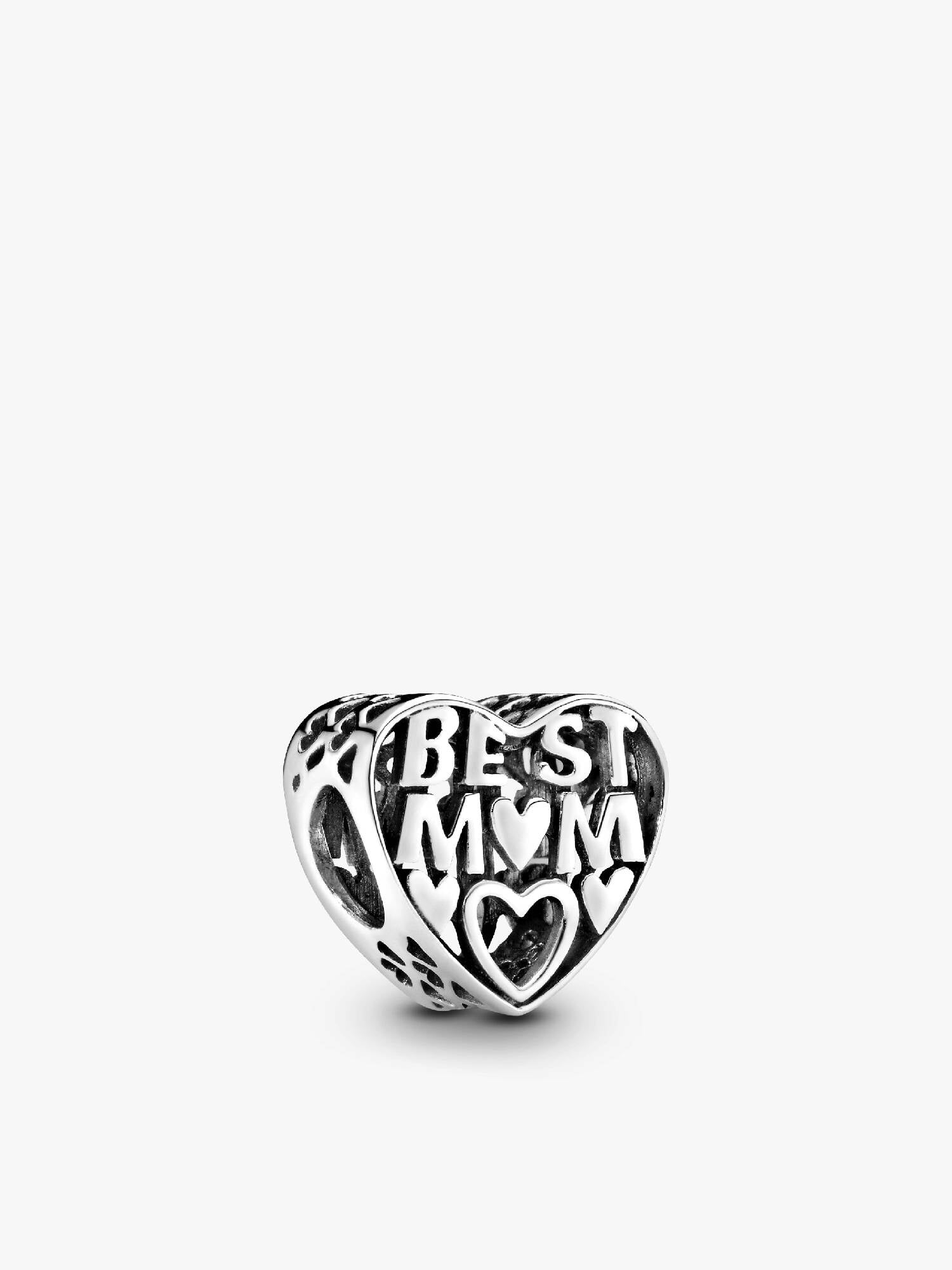 Best mum heart silver charm