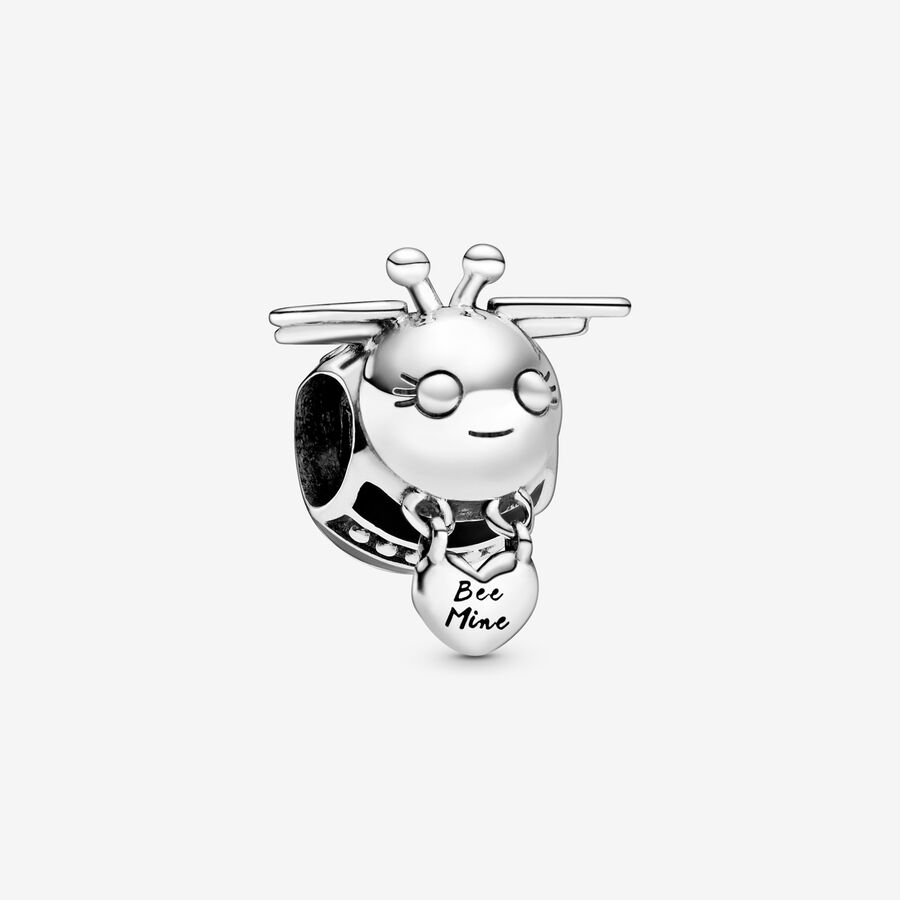 Bee sterling silver charm with black enamel image number 0