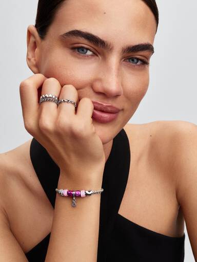 Openwork heart silver ring