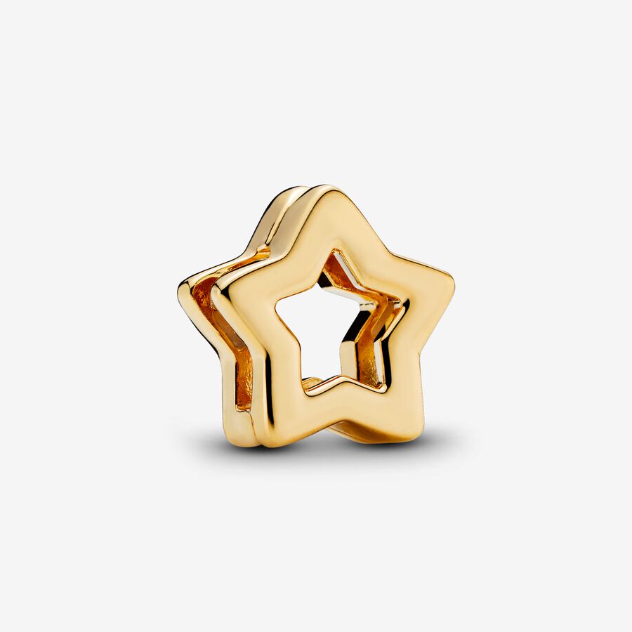 PANDORA Reflexions star clip charm in 14k gold-plated image number 0