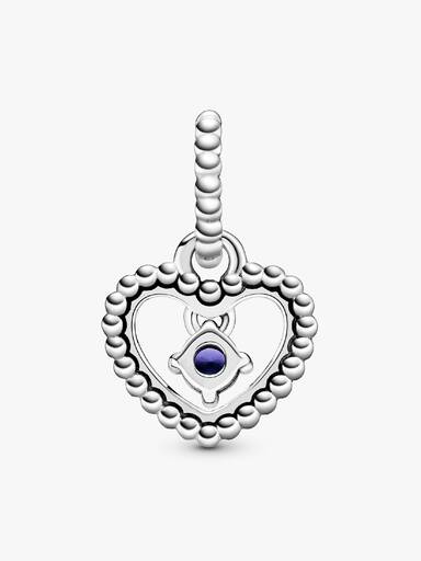 Sea Blue Beaded Heart Dangle Charm