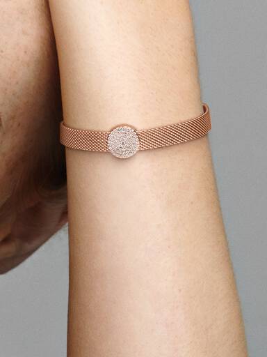 PANDORA Reflexions clip charm in 14k rose gold-plated with clear cubic zirconia
