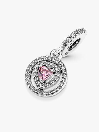 Sparkling Double Halo Heart Dangle Charm