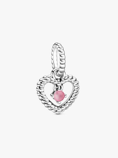 Petal Pink Beaded Heart Dangle Charm