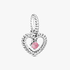 Petal Pink Beaded Heart Dangle Charm Petal Pink Beaded Heart Dangle Charm