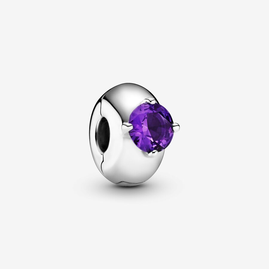 Purple Round Solitaire Clip Charm image number 0