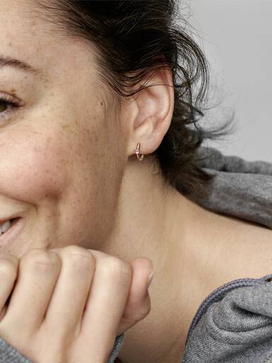 Pink Solitaire Huggie Hoop Earrings