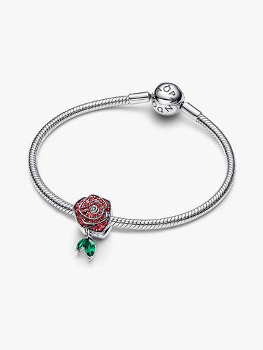 Sparkling Rose in Bloom Charm