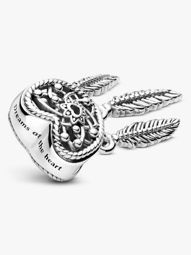 Openwork Heart & Three Feathers Dreamcatcher Charm