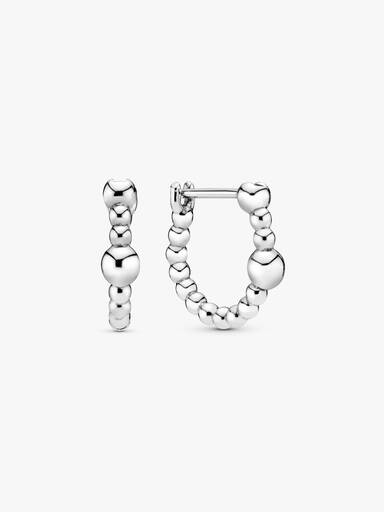 Beaded silver hoop earrings