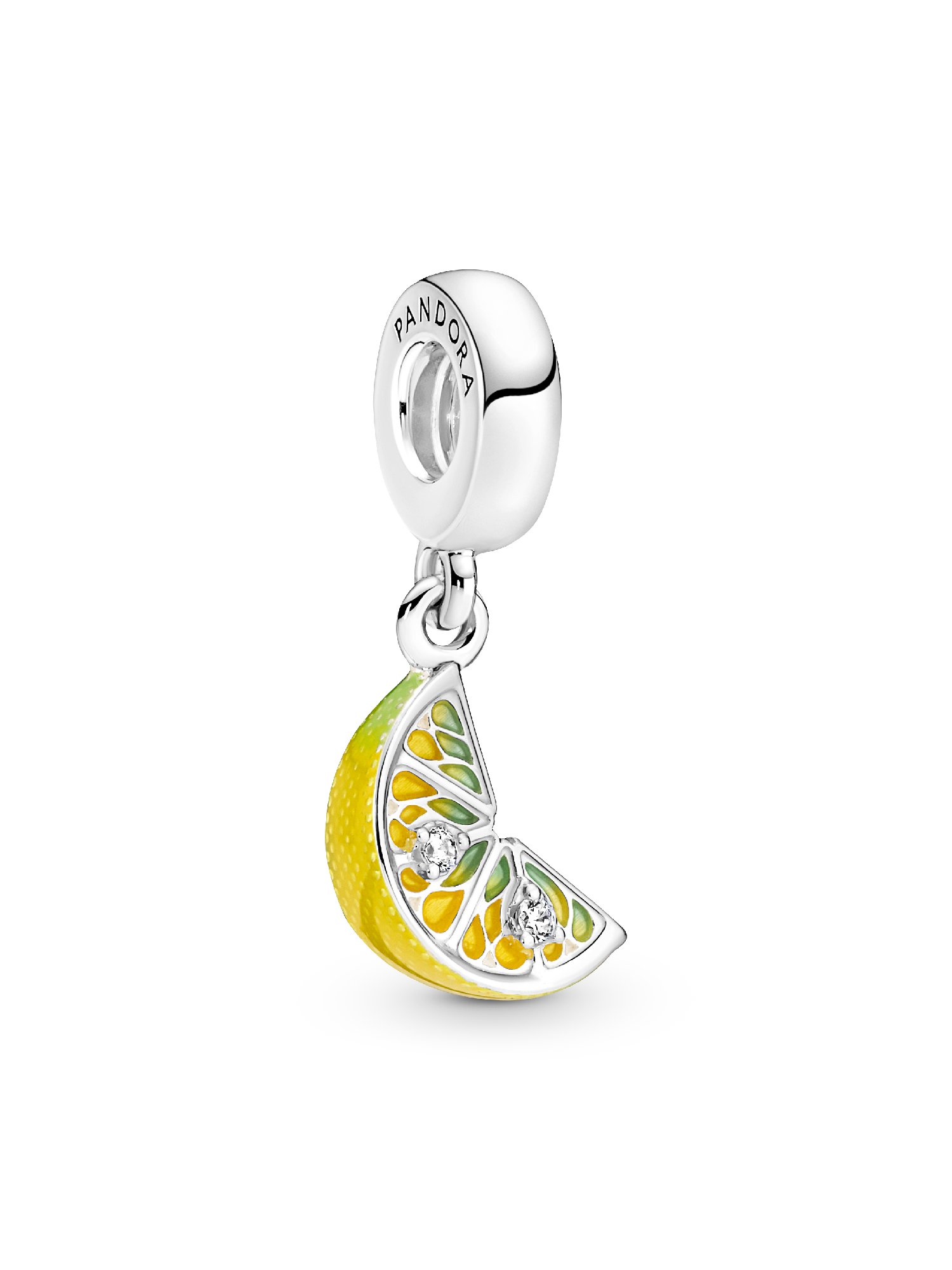 Lemon Slice Sparkling Fruit Dangle Charm | Sterling silver