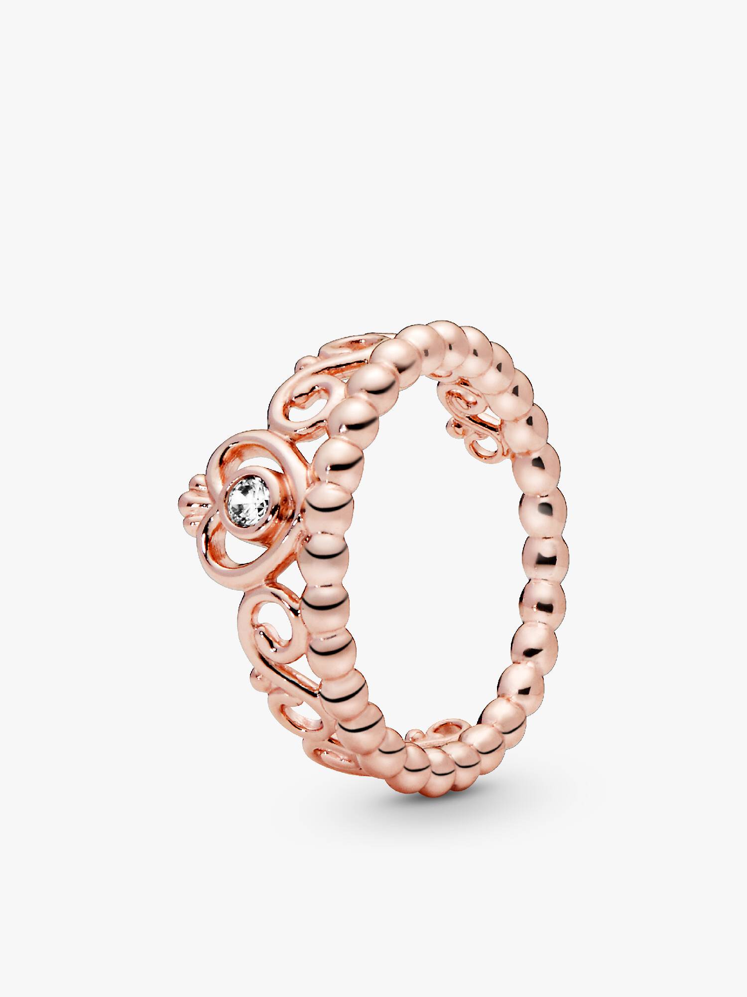 14k Rose gold-plated tiara ring with clear cubic zirconia