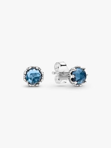 Blue Sparkling Crown Stud Earrings
