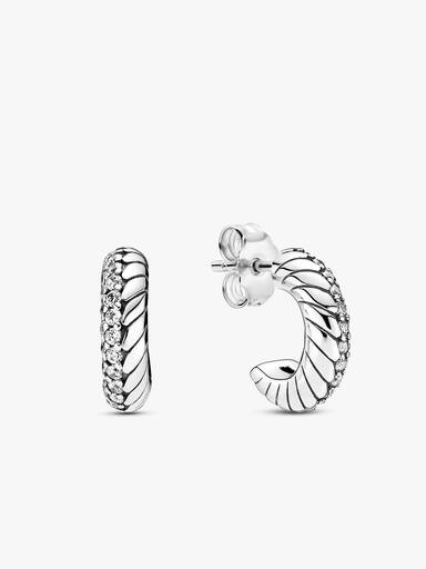 Pavé Snake Chain Pattern Hoop Earrings