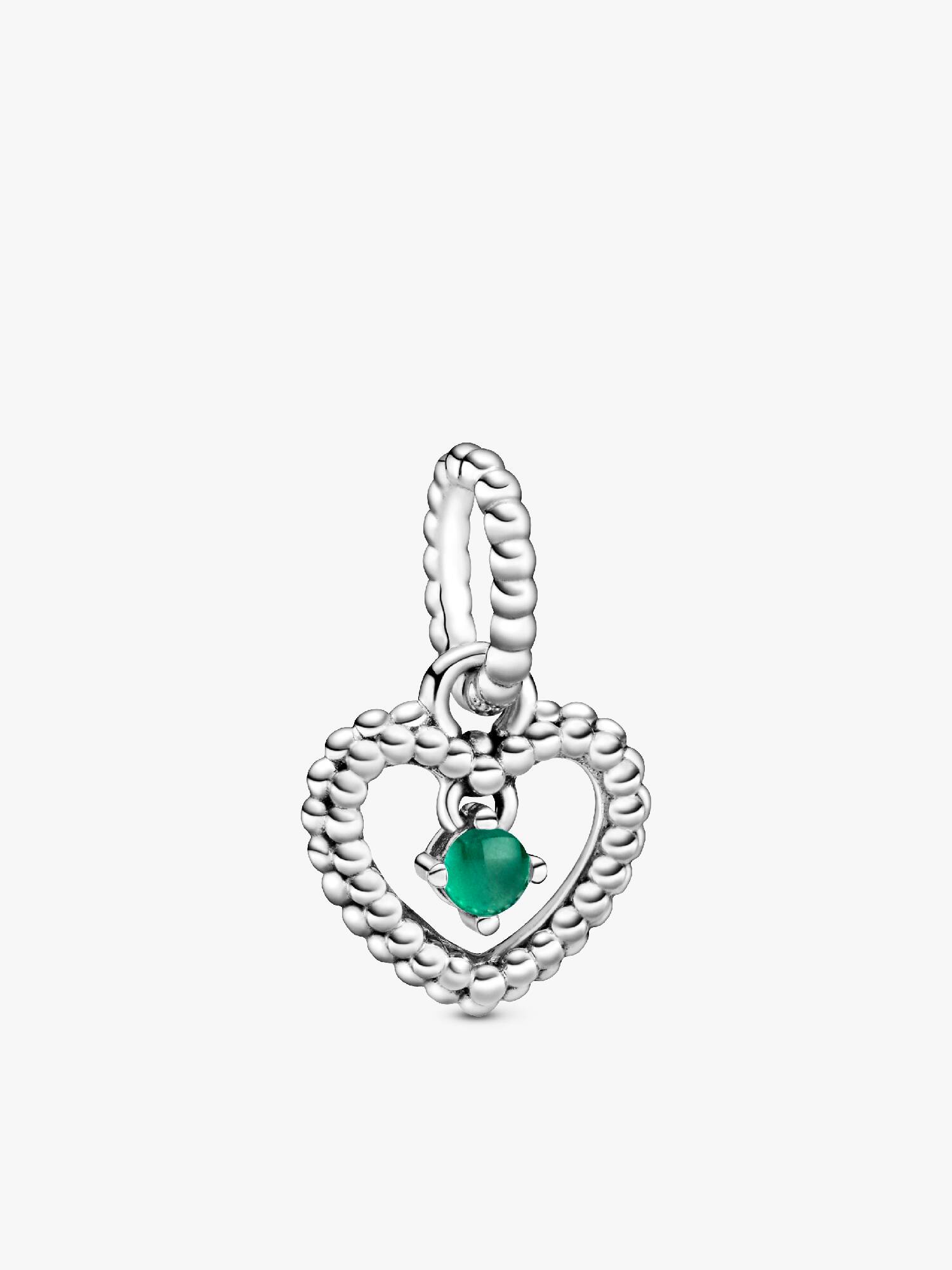 Rainforest Green Beaded Heart Dangle Charm