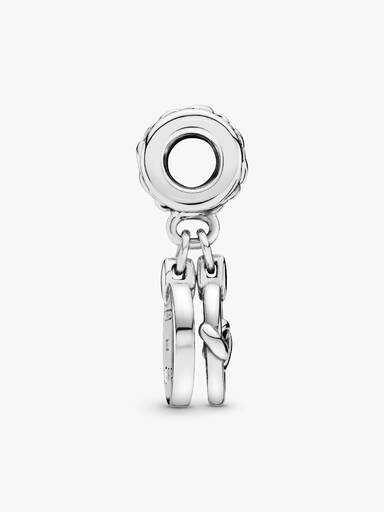 Knotted hearts silver dangle with clear cubic zirconia