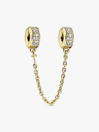 Clear Pavé Safety Chain Clip Charm