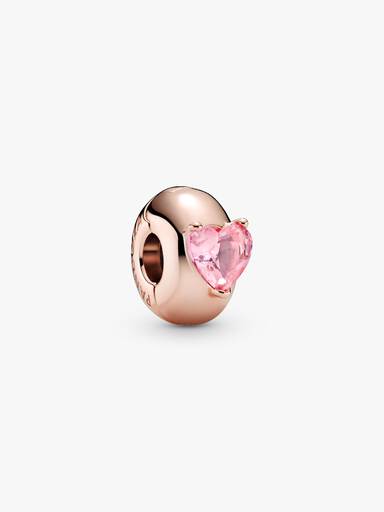 Pink Heart Solitaire Clip Charm