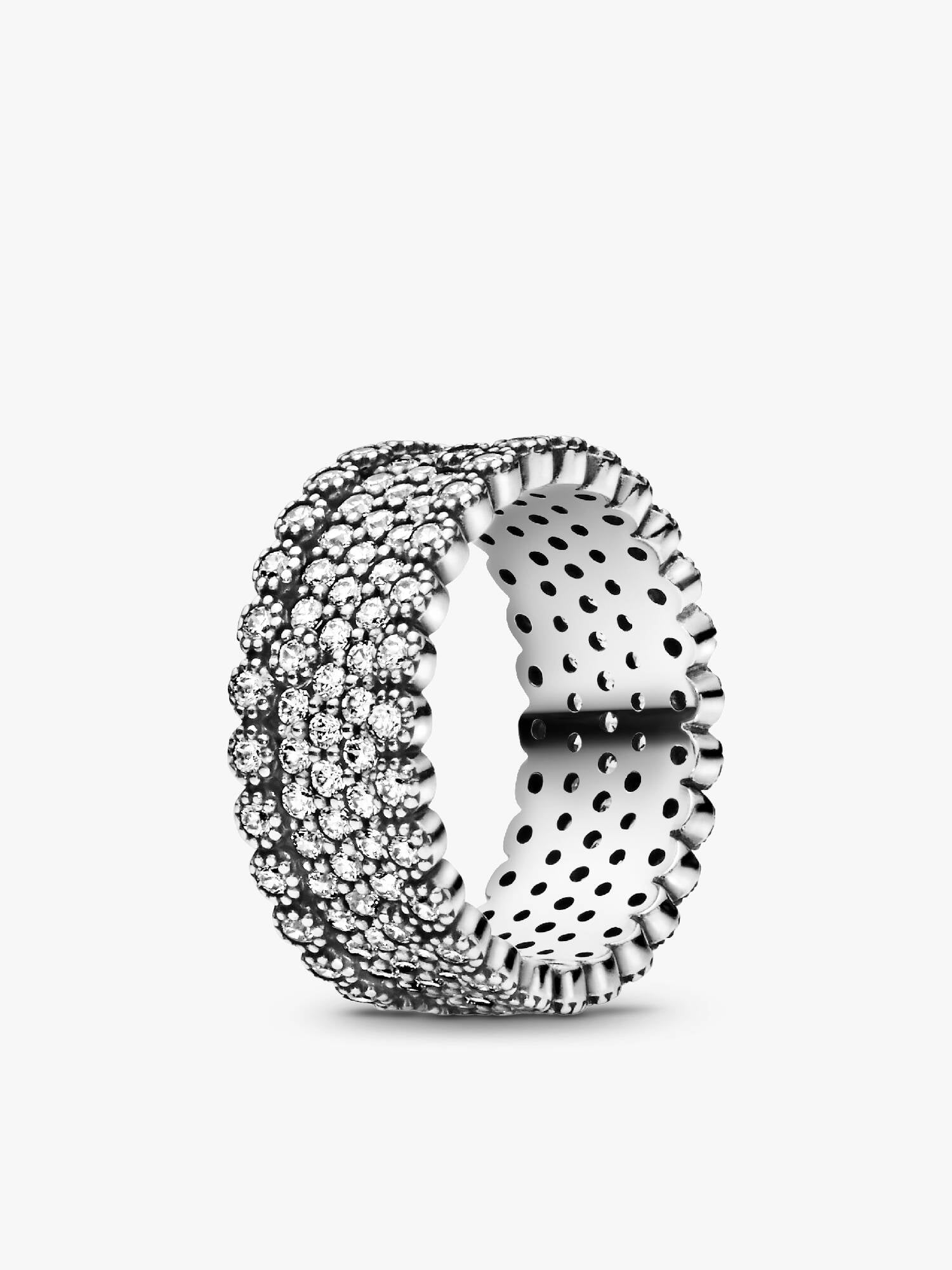 Silver ring with clear cubic zirconia