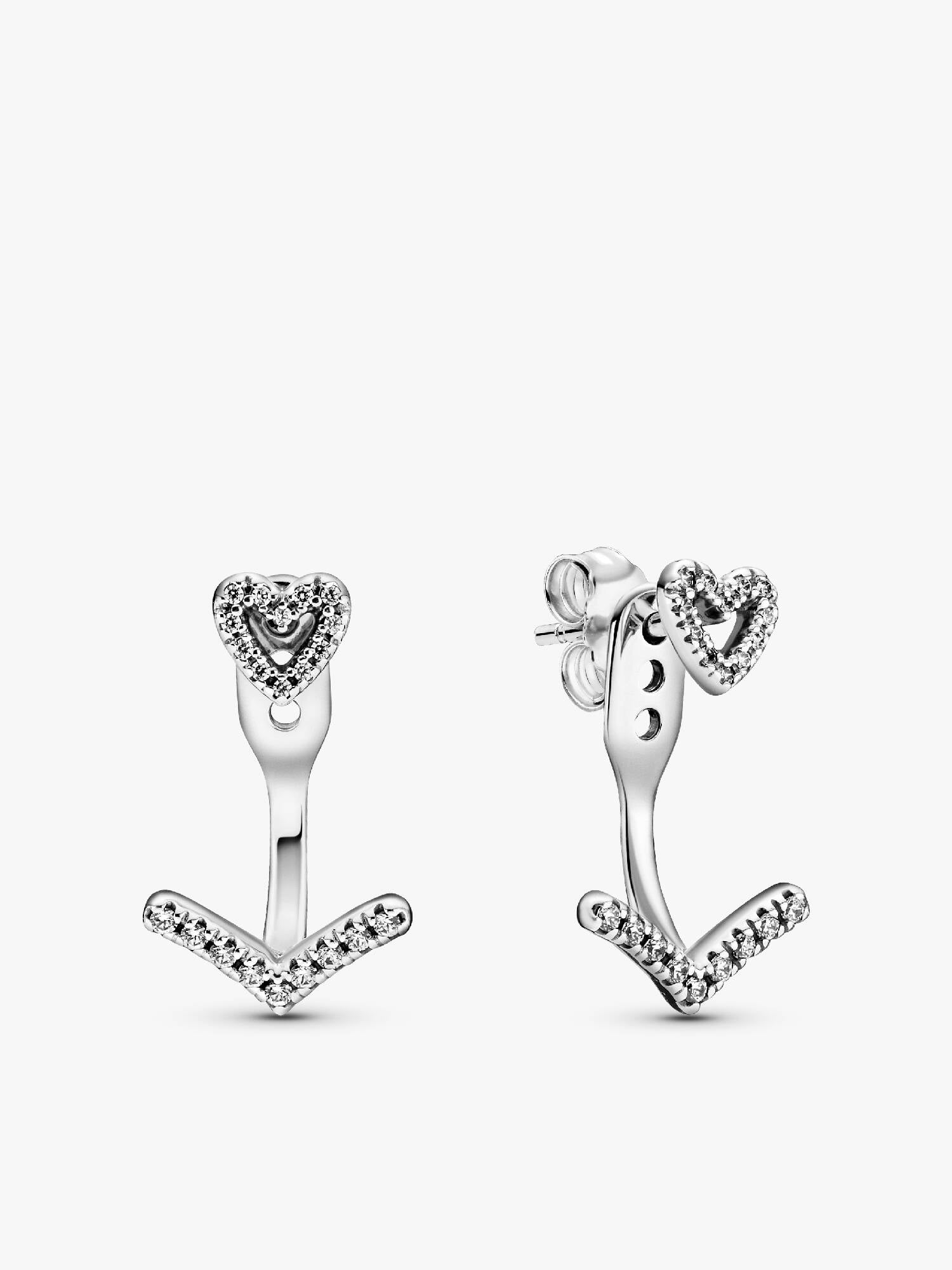 Sparkling Wishbone Heart Stud Earrings