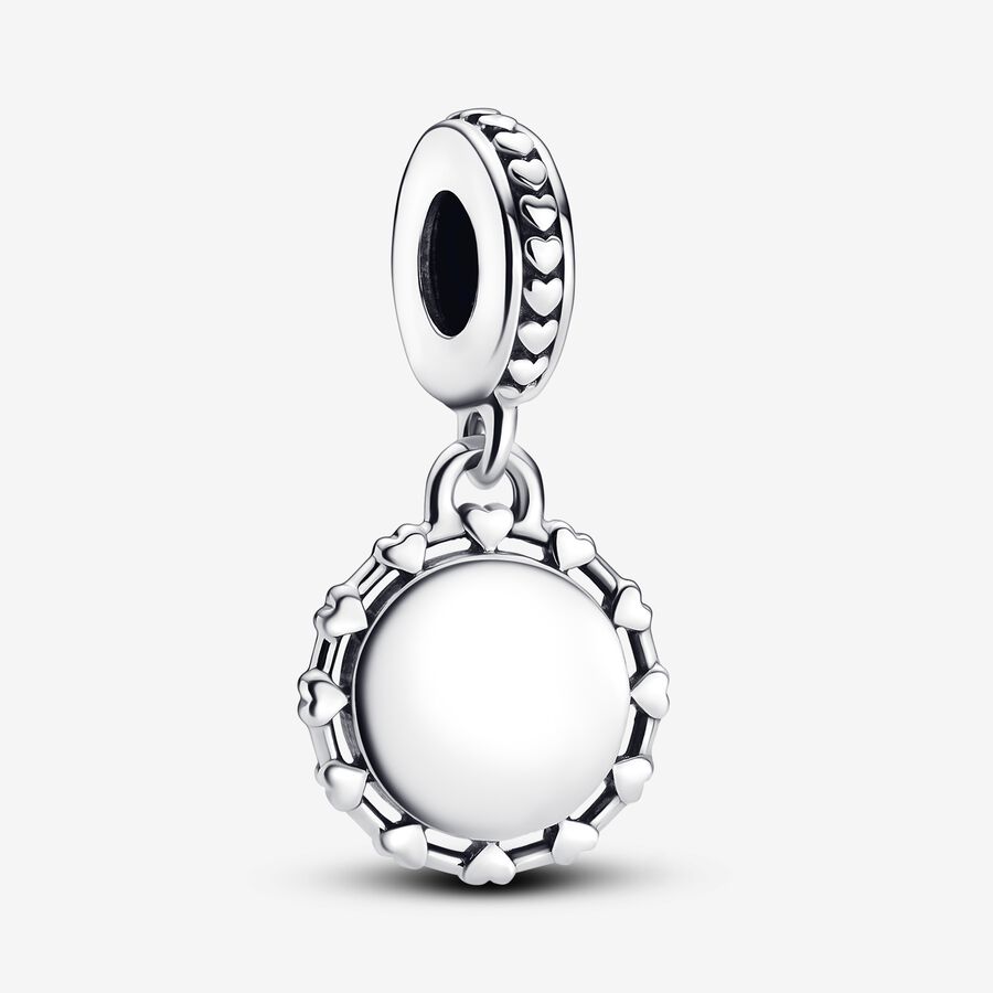 Engravable Disc & Hearts Dangle Charm image number 0