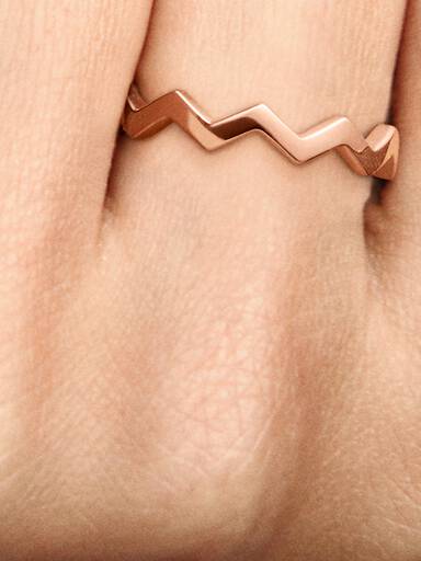 Zigzag 14k rose gold-plated ring