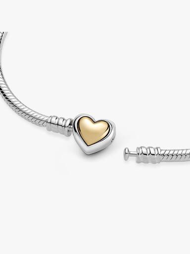 Domed Golden Heart Clasp Snake Chain Bracelet