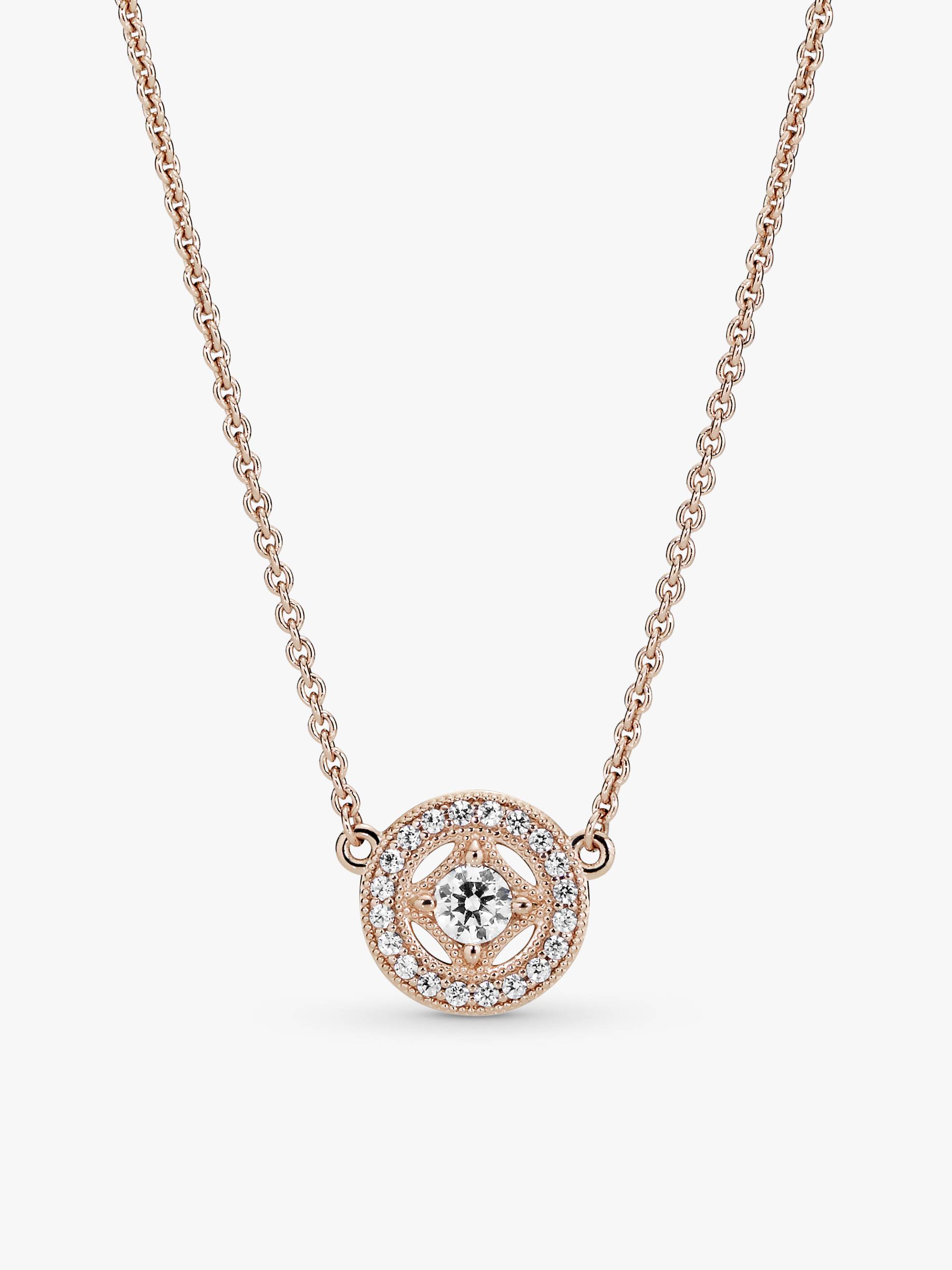 14k Rose gold-plated collier with clear cubic zirconia