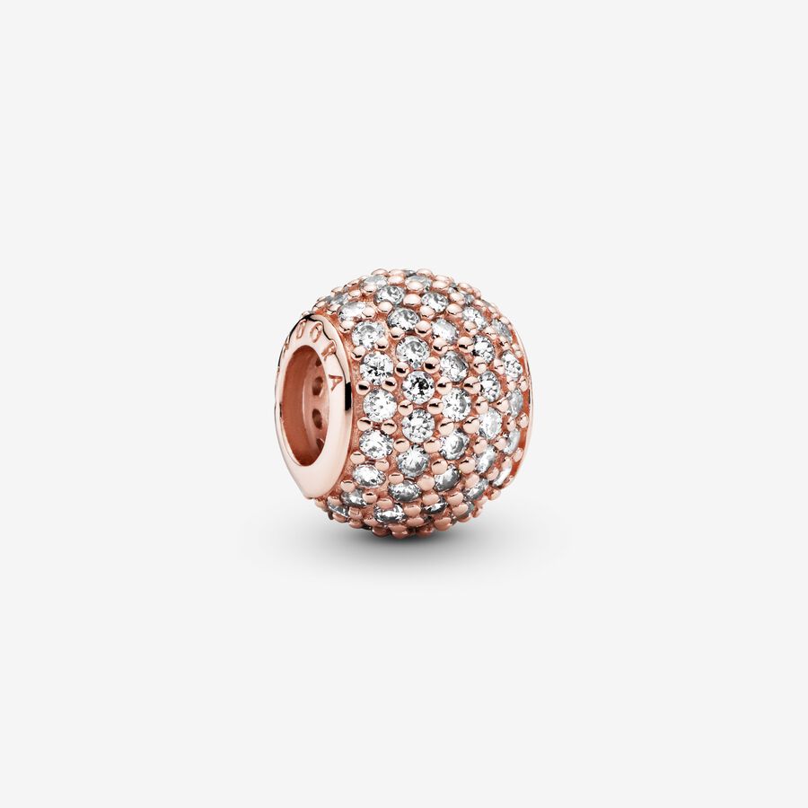 Abstract pave PANDORA Rose charm with cubic zirconia image number 0