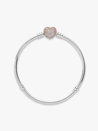 Pavé Heart Clasp Snake Chain Bracelet
